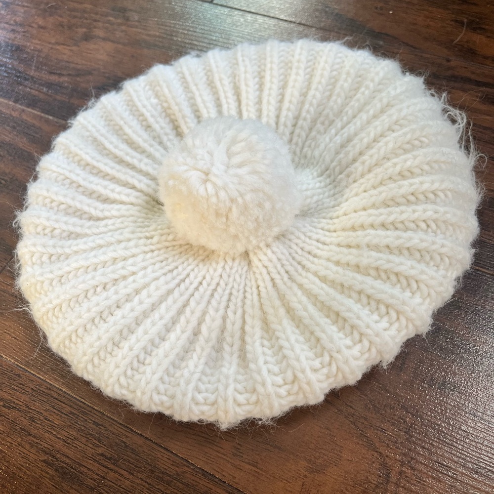Vintage Knit Beret with Pom